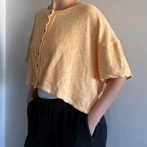 We The Free Apricot Knit Cardigan Shirt